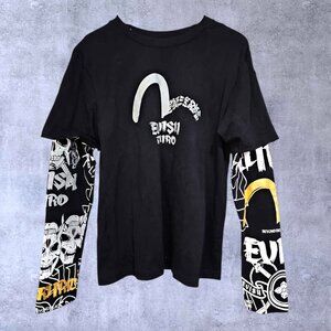 Authentic Evisu Skull Long Sleeve Street Fashion T- Shirt -S